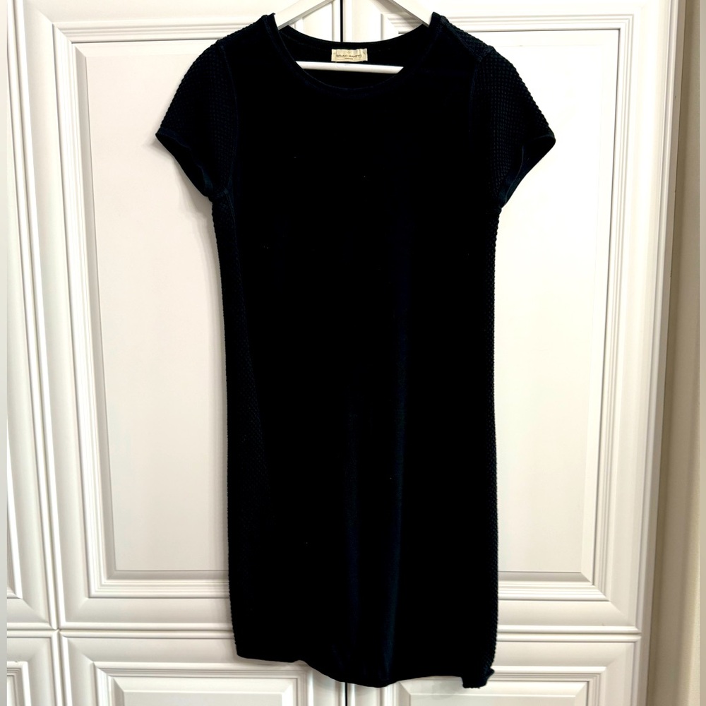 Bruno Manetti Size US 12 Black Cotton Cap Sleeve Asymmetrical Hem Sweater Dress